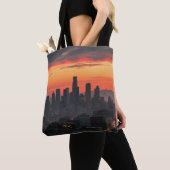 Urban Sunset Skyline - Over - Print Totbeutel Tasche (Von Nahem)