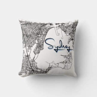 Urban Sydney Street Map – Black & White Accent Cus Kissen