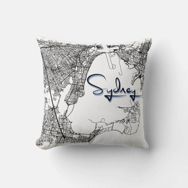 Urban Sydney Street Map – Black & White Accent Cus Kissen (Vorderseite)