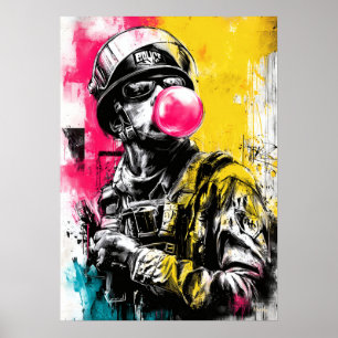 Urban Tactical Figure mit Bubble-Gum Zeitgenössisc Poster
