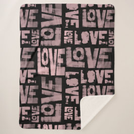 Urban Throw Blanket - Liebe Graffiti - Pink Black Sherpadecke
