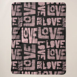 Urban Throw Blanket - Liebe Graffiti - Pink Black Sherpadecke