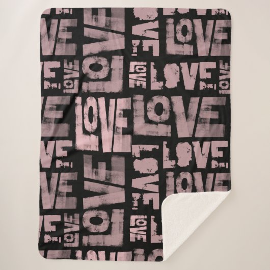 Urban Throw Blanket - Liebe Graffiti - Pink Black Sherpadecke (Vorderseite)