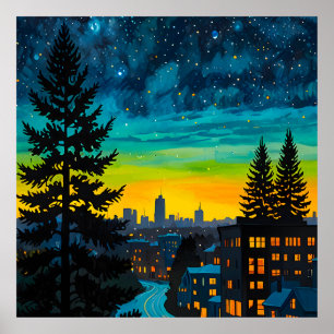 Urban Twilight Glow Poster