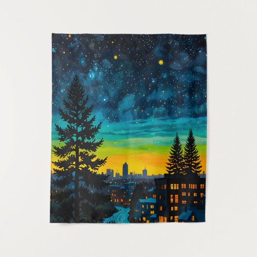 Urban Twilight Glow Wandteppich (Vorderseite)