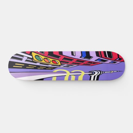 Urban Vibes Skateboard – Bold Pop Art City Design (Horizontal)