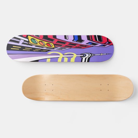 Urban Vibes Skateboard – Bold Pop Art City Design (Horizontal)