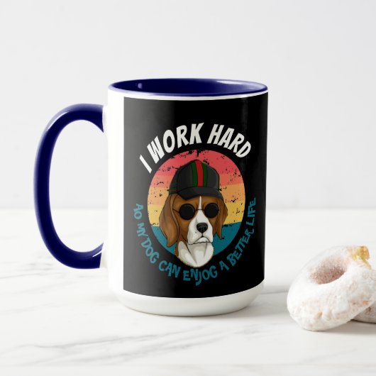 Urban Warrior IWORK HARD HOUND! Tasse (Mit Donut)