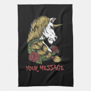 Urban Warrior Unicorn-Rose Geschirrtuch