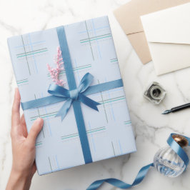 Urban Western Light Blue Tartan Muster Geschenkpapier