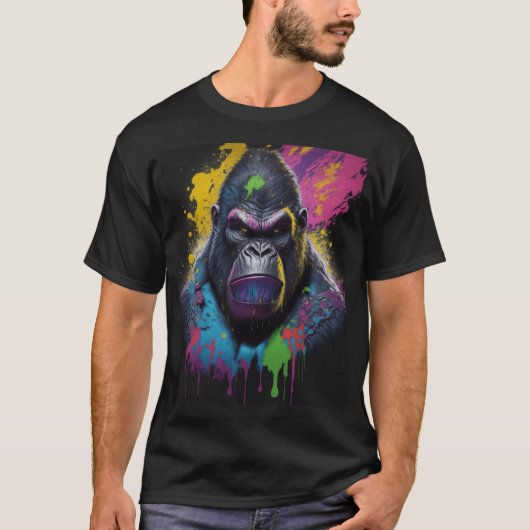 "Urban Wild: Vibrant Ape Paint Splash T-Shirt" T-Shirt (Vorderseite)