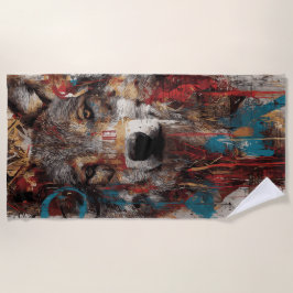Urban Wolf Collage Street Art Grunge Design Strandtuch