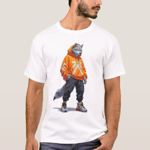 Urban Wolf Vibes - Futuristic Streetwear Design T-Shirt