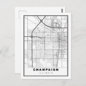 Urbana-Champaign-Karte Postkarte (Vorne/Hinten)