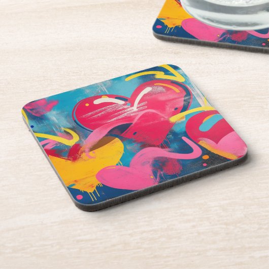 Urbane Liebe: Graffiti Hearts Getränkeuntersetzer (Linke Seite)