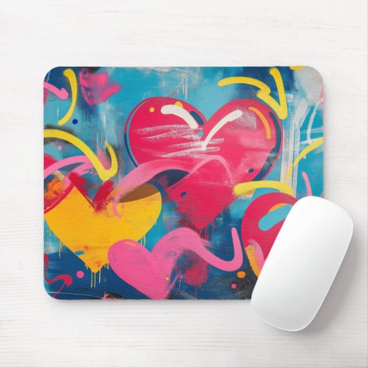 Urbane Liebe: Graffiti Hearts Mousepad (Mit Mouse)