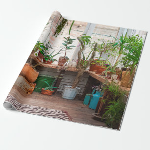 Urbaner Dschungel. Wintergarten mit Pflanze, Blume Geschenkpapier