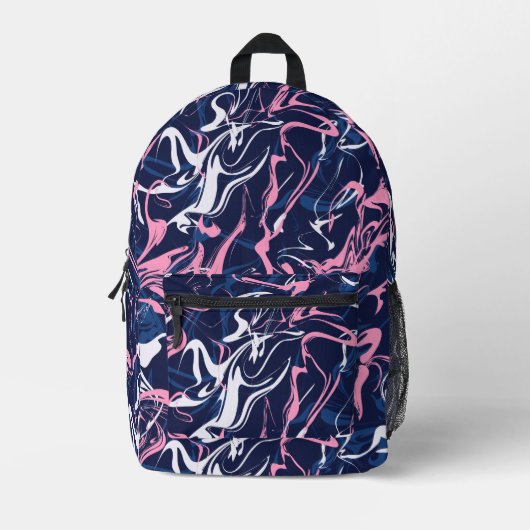 Urbaner Marmor in Rosa und Blau Bedruckter Rucksack (Vorderseite)