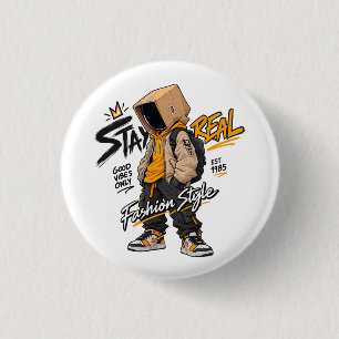 Urbaner Streetwear-Mode-Charakter – Coole Graffiti Button