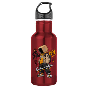 Urbaner Streetwear-Mode-Charakter – Coole Graffiti Edelstahlflasche