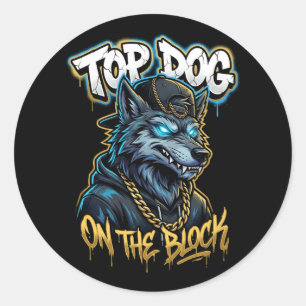 Urbaner Style Graffiti-Wolf Top Dog Street Art Runder Aufkleber