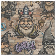 Urbanes Gnom-Tattoo-Muster-Stoff