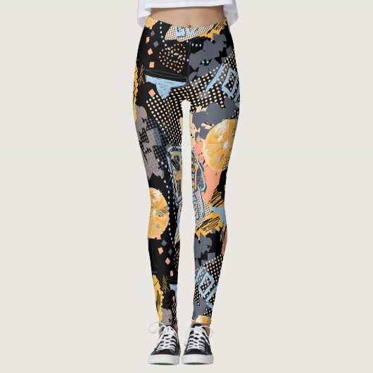 Urbanes Graffiti-Straßenkunstmuster Leggings (Vorderseite)