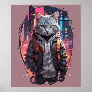 Urbanes Katzen-Design für die Straße Poster