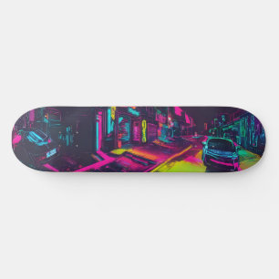 Urbanes neonfarbene Skateboarddeck dynamisch bunt