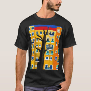 Urbanes Paradies: Farbige stilisierte Gebäude T-Sh T-Shirt