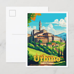 Urbino Italien Reisen Vintage Illustration Postkarte