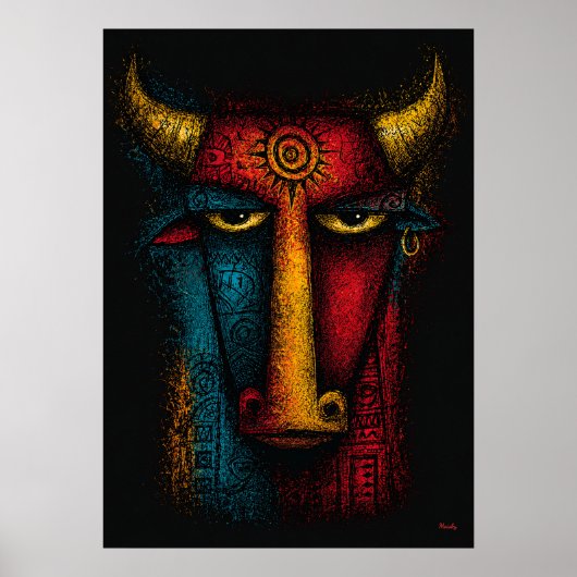 Urbüffel-Totem Abstracte Kunst – Expressionismus Poster (Vorne)