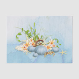 Urchin Floral Coastal Blue Sea Seidenpapier