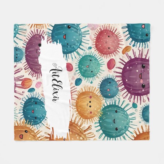 Urchin Watercolor Print Fleecedecke (Vorderseite (Horizontal))