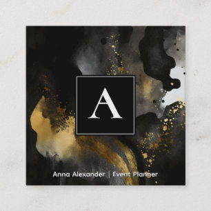 Ureigenes Sweep Schwarzes Gold Abstract Design Quadratische Visitenkarte