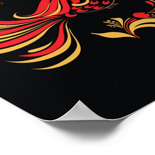 Ureinische russische Vogelschmuck Poster (Ecke)