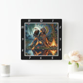 Ureinwohner: Adlerhorgel-Gleam Quadratische Wanduhr (Zuhause)