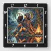 Ureinwohner: Adlerhorgel-Gleam Quadratische Wanduhr (Vorderseite)