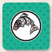 Ureinwohner Amerikas, Rote Kunst, Vector Lachs Getränkeuntersetzer (Vorderseite)