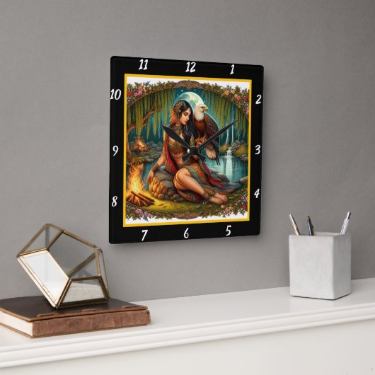 Ureinwohner: Der Schatten des Adlerwaldes Quadratische Wanduhr (Büro)