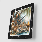 Ureinwohner Echoes: Tigerreiten Quadratische Wanduhr (Winkel)