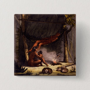 Ureinwohner-Familie unter einem Blatt-Schutz Button