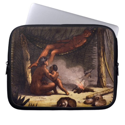 Ureinwohner-Familie unter einem Blatt-Schutz Laptopschutzhülle (Vorderseite)