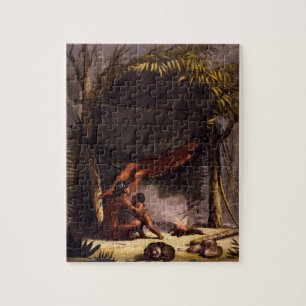 Ureinwohner-Familie unter einem Blatt-Schutz Puzzle