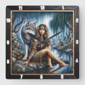 Ureinwohner: Feuertanzabend-Traum Quadratische Wanduhr (Vorderseite)