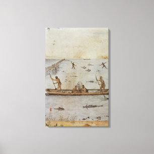 Ureinwohner-Fischerei Leinwanddruck