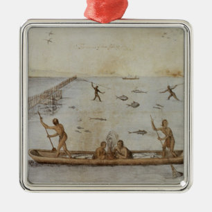 Ureinwohner-Fischerei Silbernes Ornament