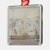 Ureinwohner-Fischerei Silbernes Ornament (Links)