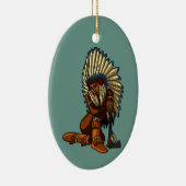 Ureinwohner-Frauen-Federtomahawk-Pixel Keramikornament (Rechts)