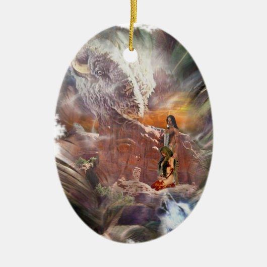 Ureinwohner-Hochzeits-Nachtvignette Keramik Ornament (Vorne)